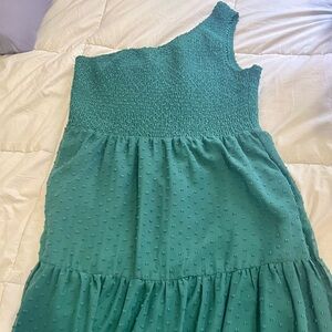 ANRABESS Women's Swiss Dot Smocked Summer One Shoulder Sundress